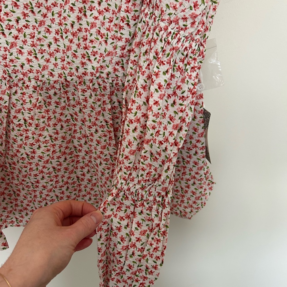 Tuckernuck NWT Hyacinth House Clemons Long Sleeve Blouse Pink Floral Size XL - Picture 5 of 7